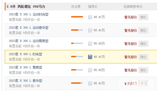奔馳e300報價多少錢 奔馳e300報價是48.15萬起步(全款落地53.89萬)