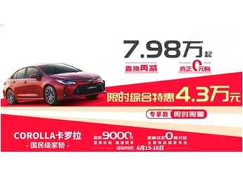 卡羅拉降至7.98萬！一汽豐田6月交付新車73545輛 你下手了沒